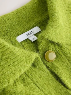 Vert vif - Cardigan en laine Blend à col torsadé