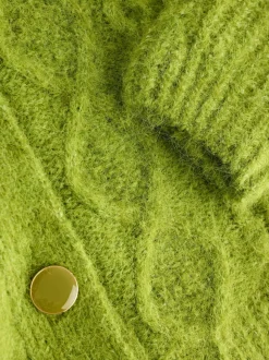 Vert vif - Cardigan en laine Blend à col torsadé