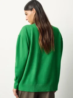 Vert vif - Cardigan ultra-doux à col en V avec poches