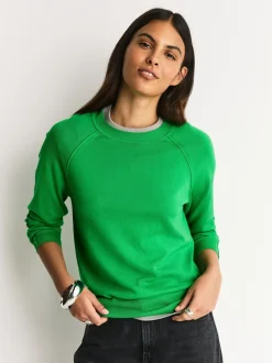 Vert vif - Pull col rond riche en coton au toucher doux
