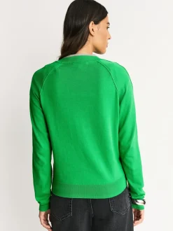 Vert vif - Pull col rond riche en coton au toucher doux