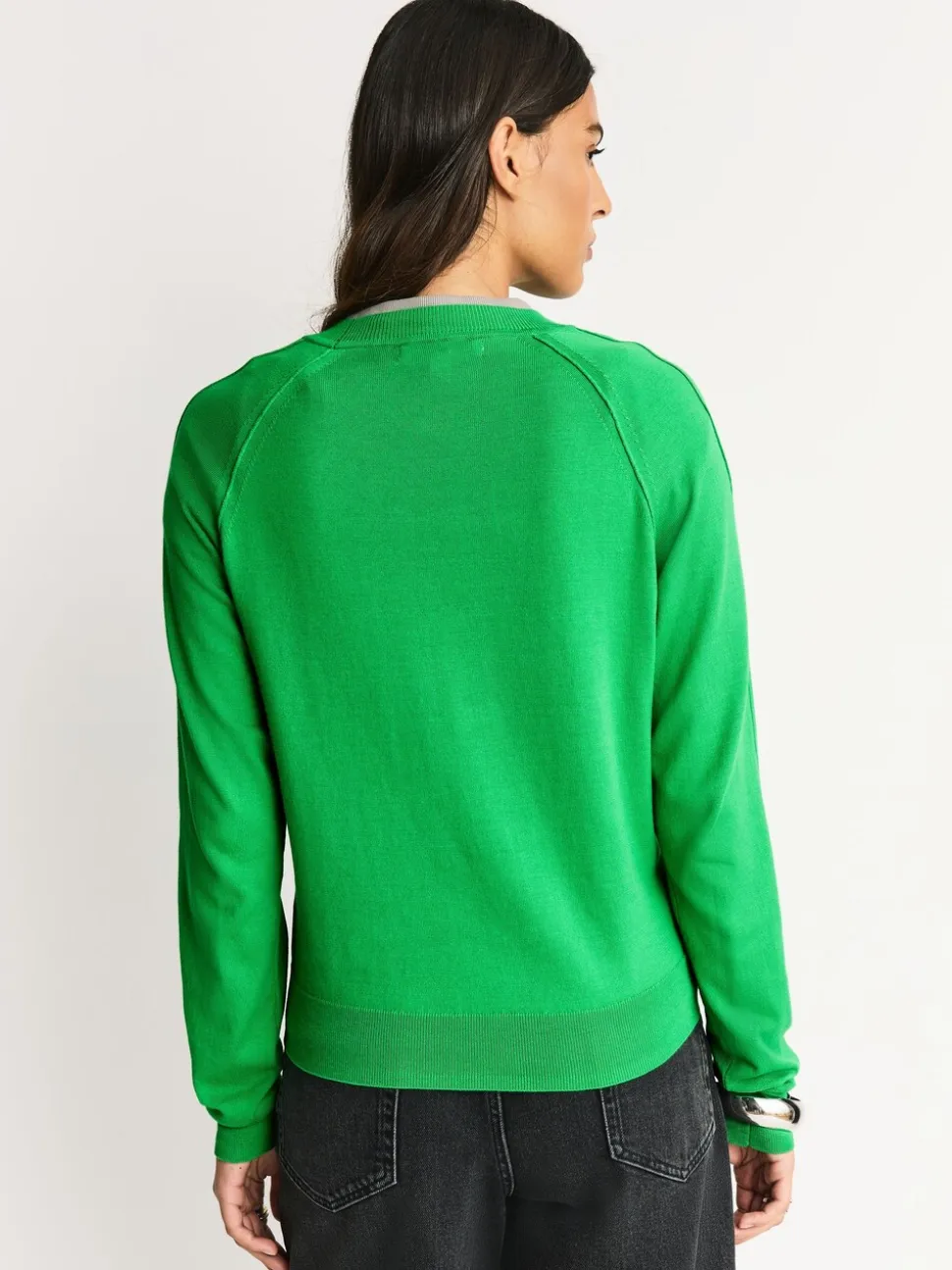 Vert vif - Pull col rond riche en coton au toucher doux