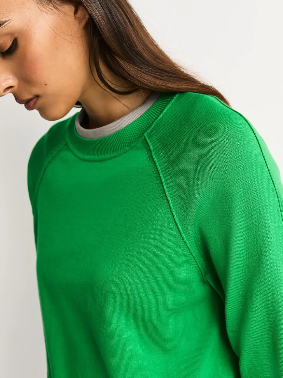 Vert vif - Pull col rond riche en coton au toucher doux