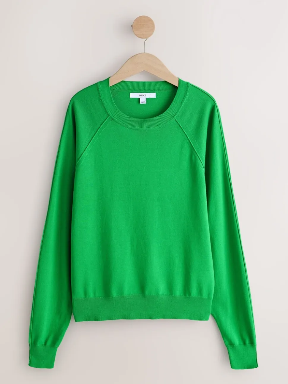 Vert vif - Pull col rond riche en coton au toucher doux