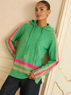 Vert vif - Sweat à capuche Love & Roses Rayure métallisé