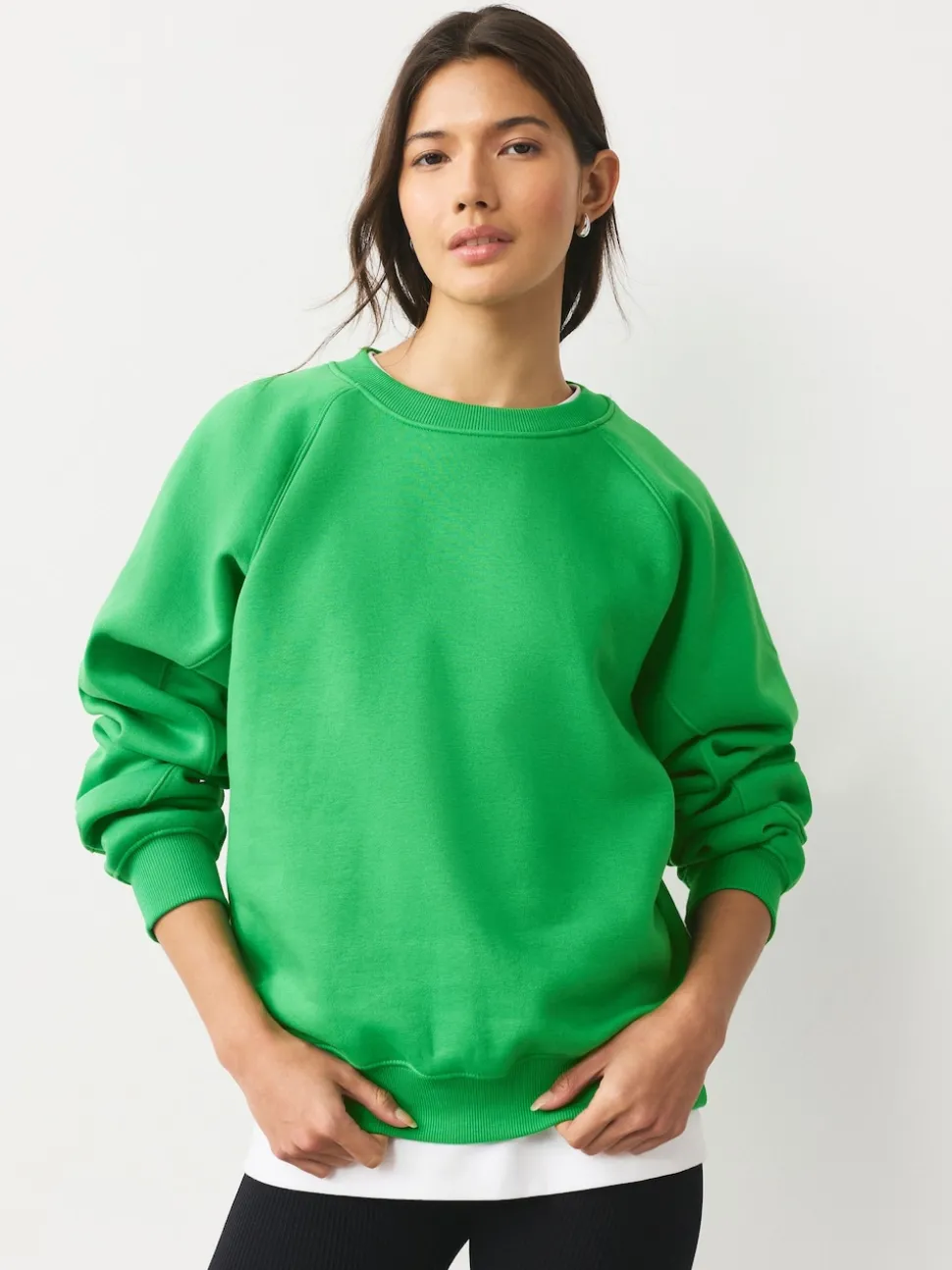 Vert vif - Sweat-shirt épais décontracté à col rond