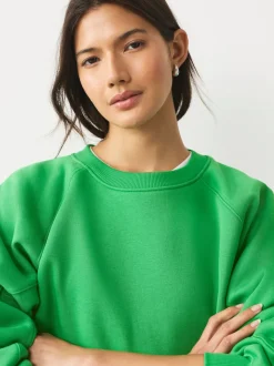 Vert vif - Sweat-shirt épais décontracté à col rond