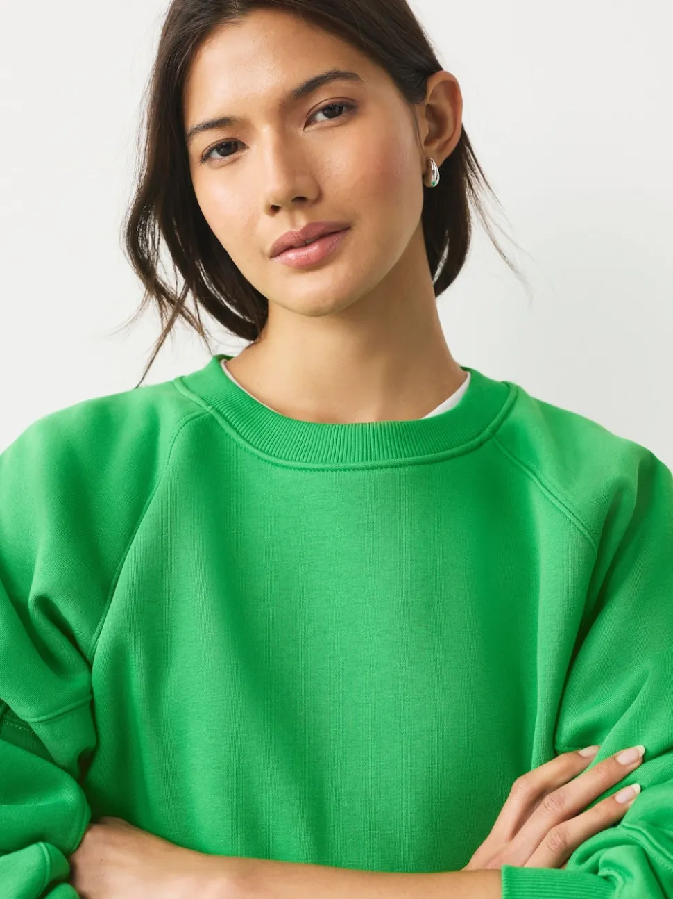 Vert vif - Sweat-shirt épais décontracté à col rond