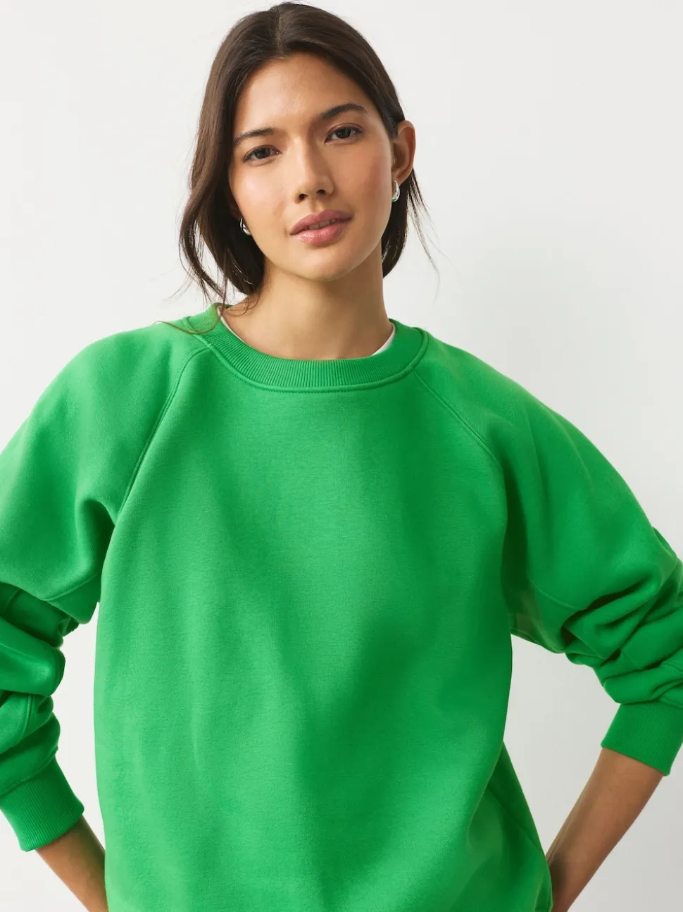 Vert vif - Sweat-shirt épais décontracté à col rond