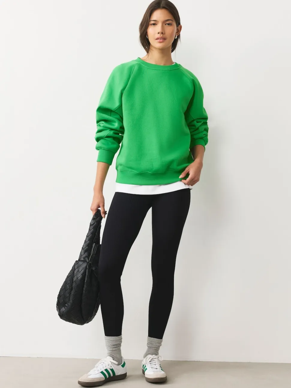 Vert vif - Sweat-shirt épais décontracté à col rond