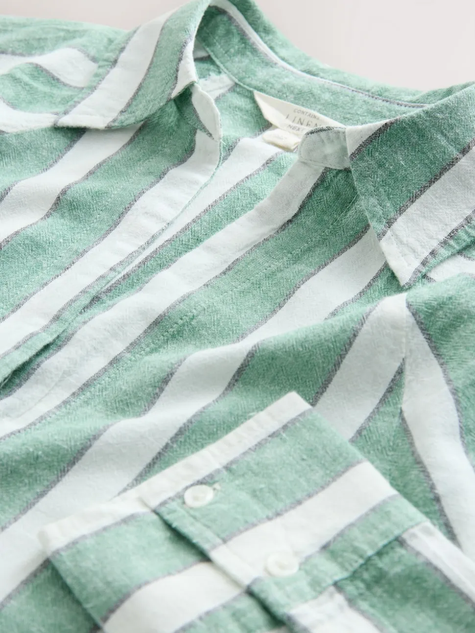 Vert/Blanc - Chemise d’été avec lin
