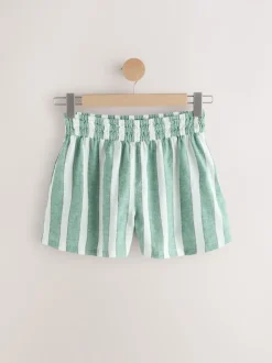 Vert/Blanc - Short d’été avec lin