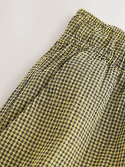 Vert/bleu marine - Pantalons Jambe large Vichy