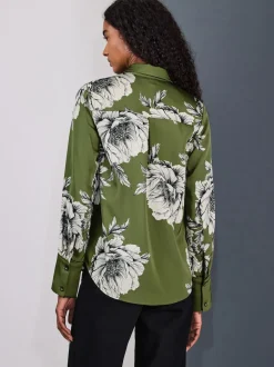Vert/Écru imprimé fleuri - Chemise à manches longues