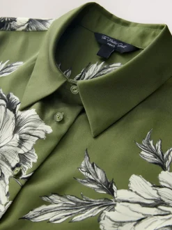 Vert/Écru imprimé fleuri - Chemise à manches longues
