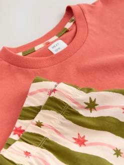 Vert/Écru Rayure - Pyjama à manches courtes en coton