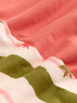 Vert/Écru Rayure - Pyjama à manches courtes en coton