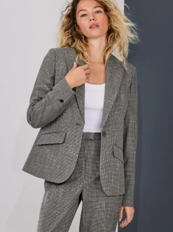Vert/Gris - Blazer ajusté à carreaux sculpté