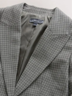 Vert/Gris - Blazer ajusté à carreaux sculpté
