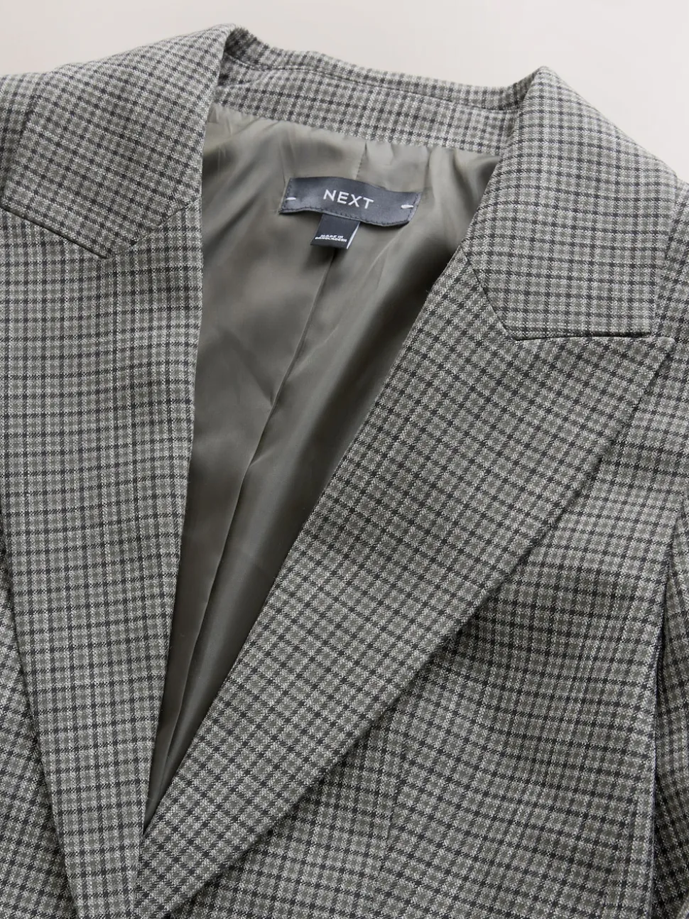Vert/Gris - Blazer ajusté à carreaux sculpté
