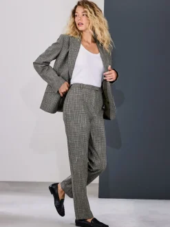 Vert/Gris - Pantalon slim à carreaux