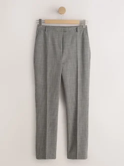 Vert/Gris - Pantalon slim à carreaux