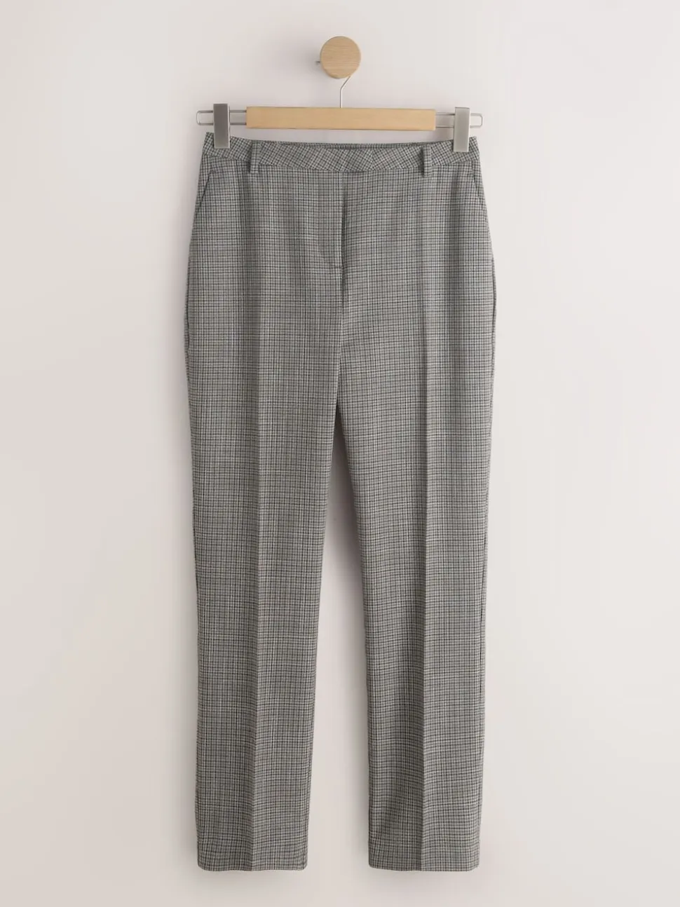 Vert/Gris - Pantalon slim à carreaux