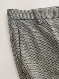 Vert/Gris - Pantalon slim à carreaux