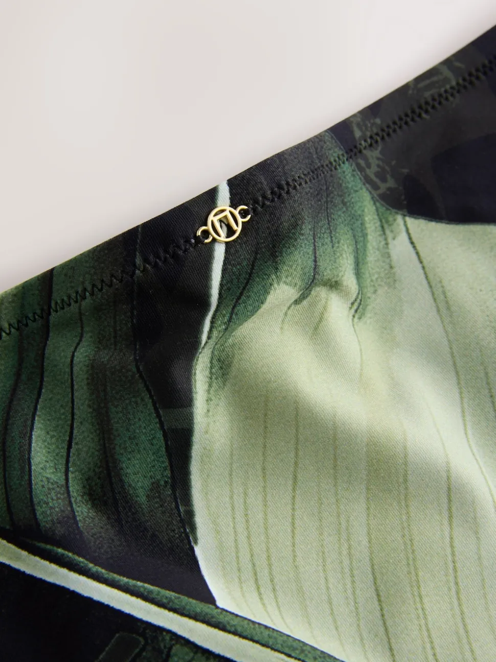 Vert/noir motif feuille - Bas de bikini