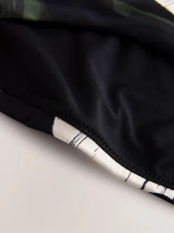 Vert/noir motif feuille - Bas de bikini