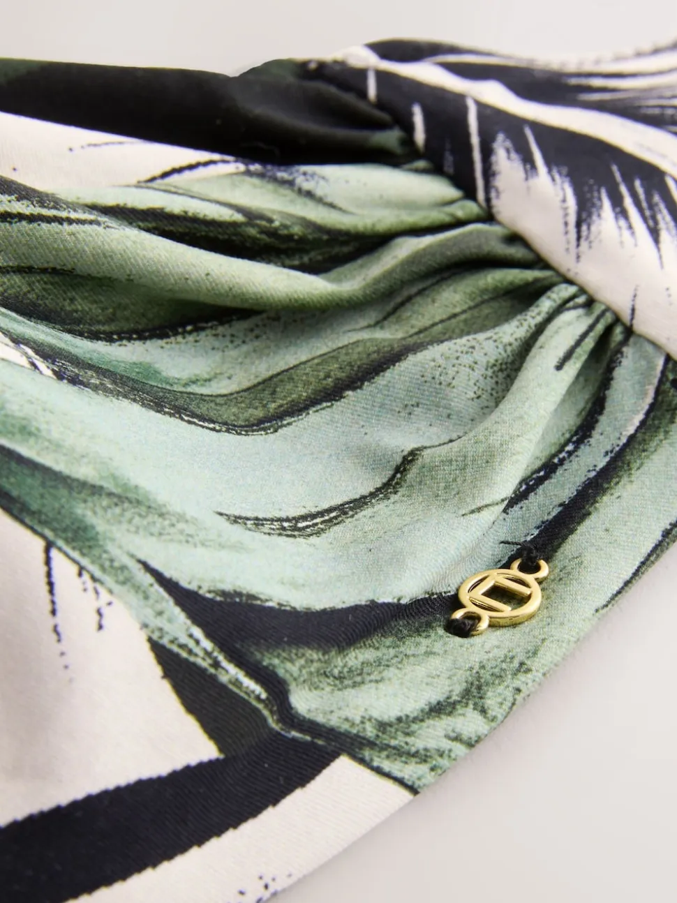 Vert/noir motif feuille - Haut de bikini bandeau rembourré à armatures torsadé