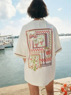 vert/rose - T-shirt de plage imprimé graphique
