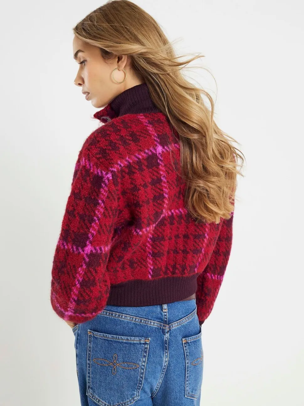 Veste bomber River Island en maille à carreaux