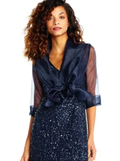 Veste cache-cœur Adrianna Papell en organza à manches courtes