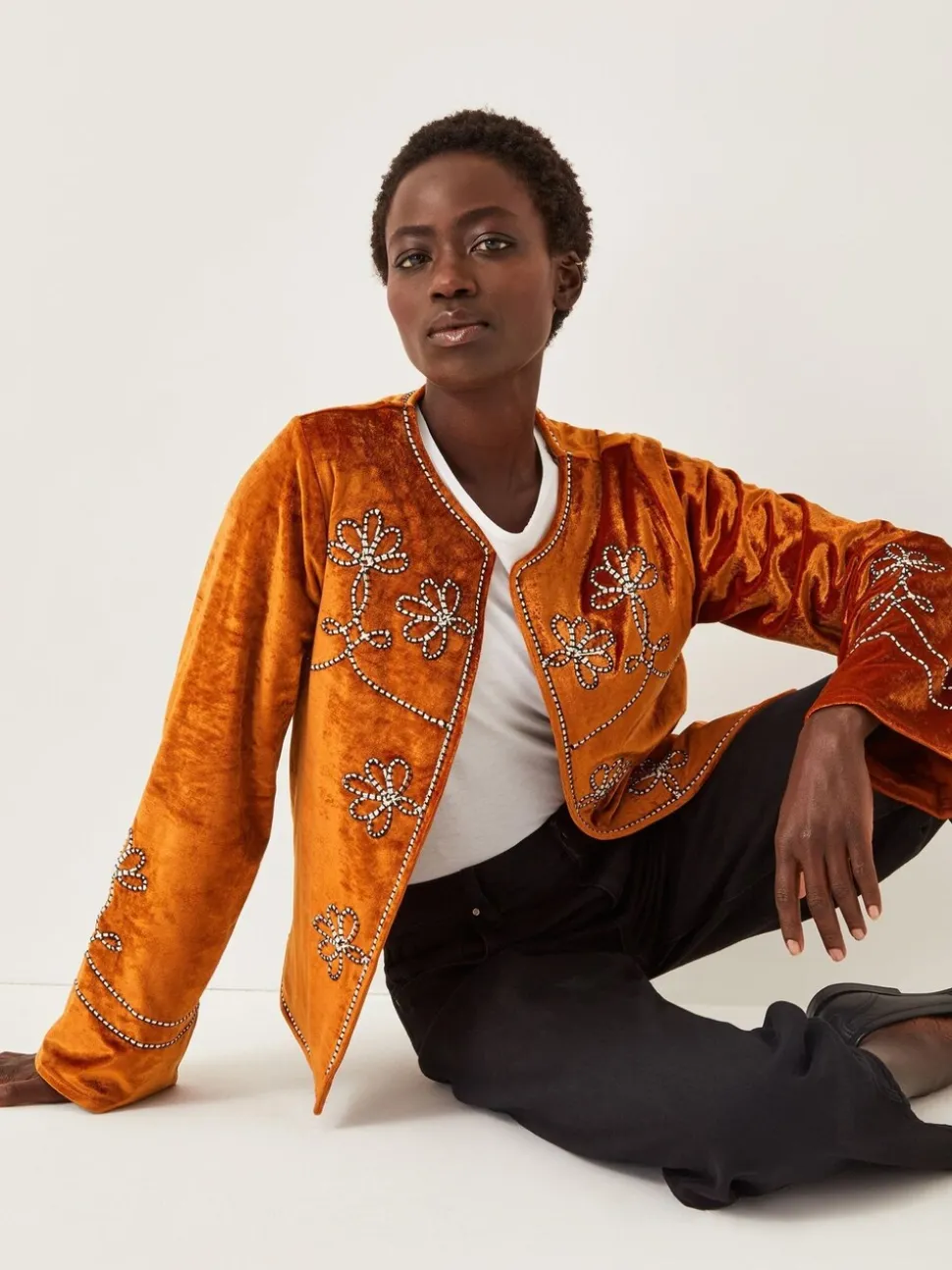 Veste Monsoon Venus en velours brodé