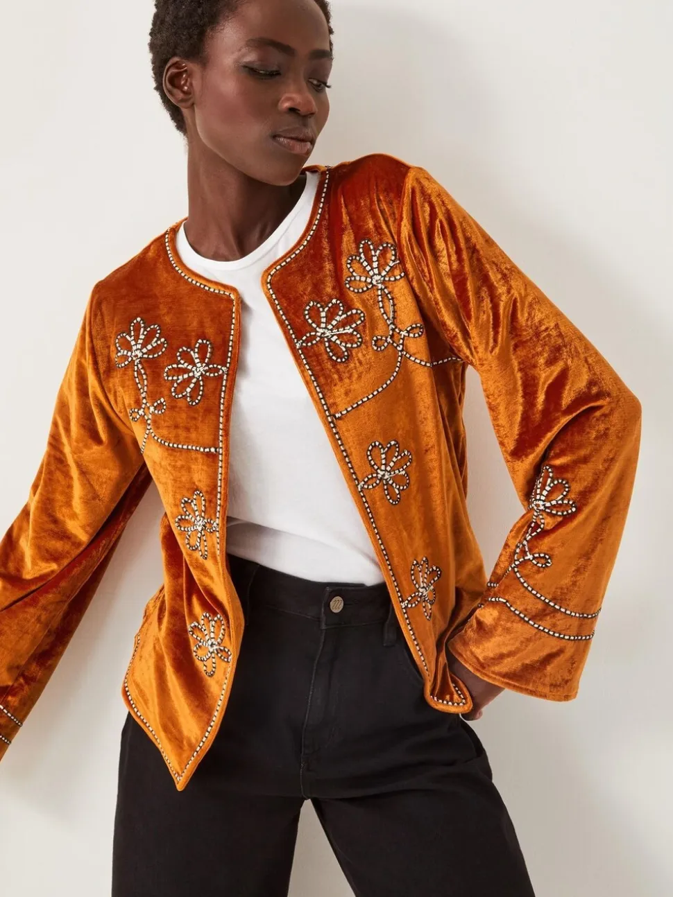 Veste Monsoon Venus en velours brodé
