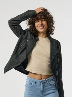 Veste motard ONLY en similicuir sans col