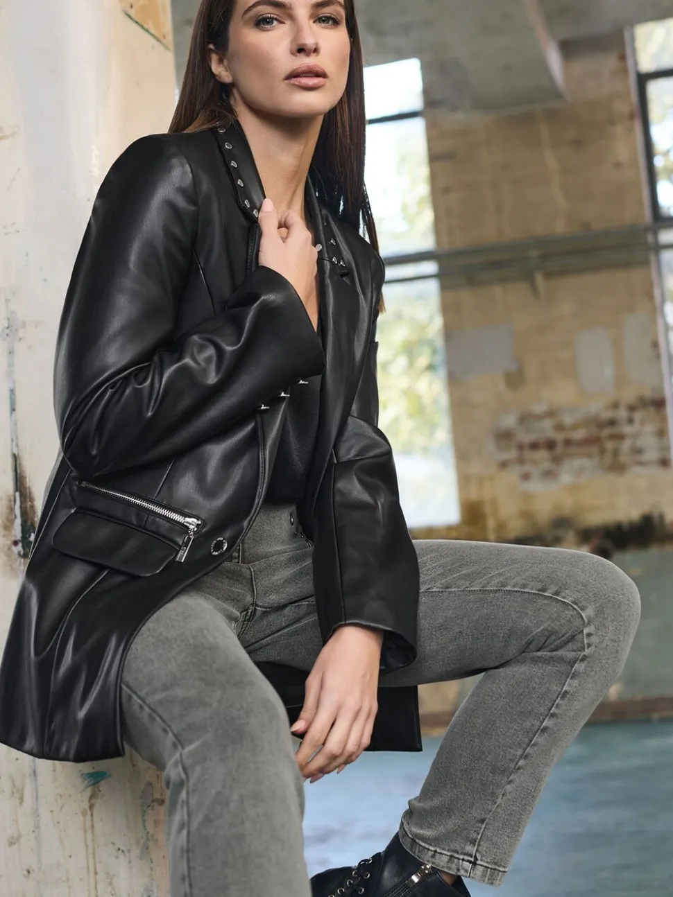 Veste Star by Julien MacDonald en PU à col clouté