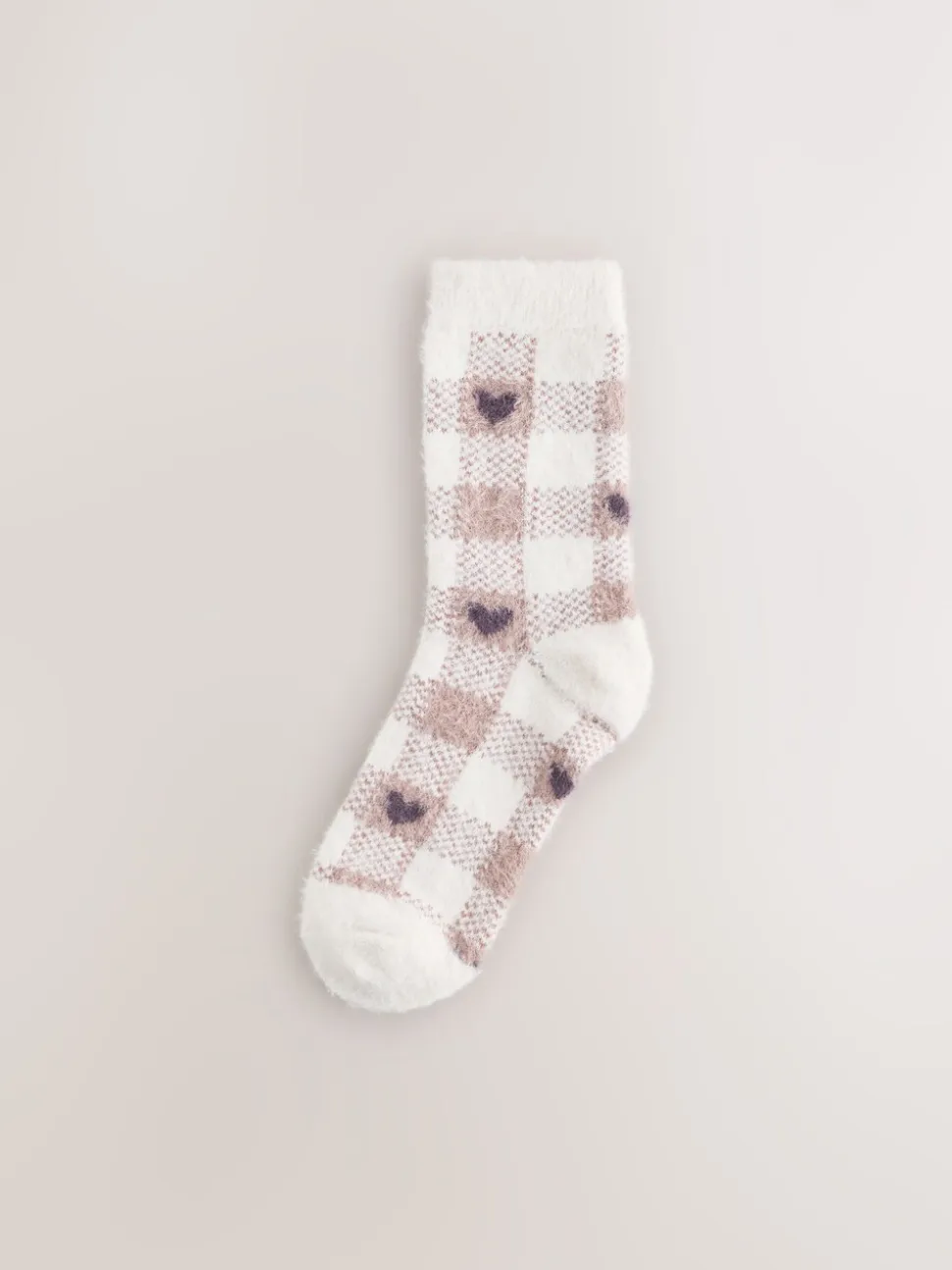 Vichy Cœur rose/vert - Lot de 2 paires de chaussettes douillettes super poilues
