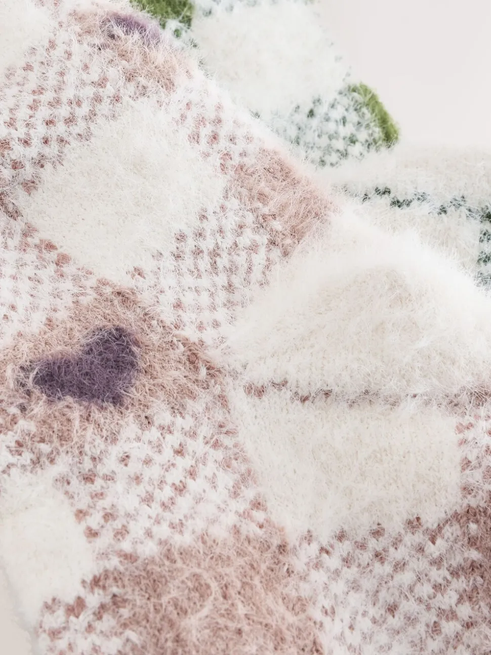 Vichy Cœur rose/vert - Lot de 2 paires de chaussettes douillettes super poilues