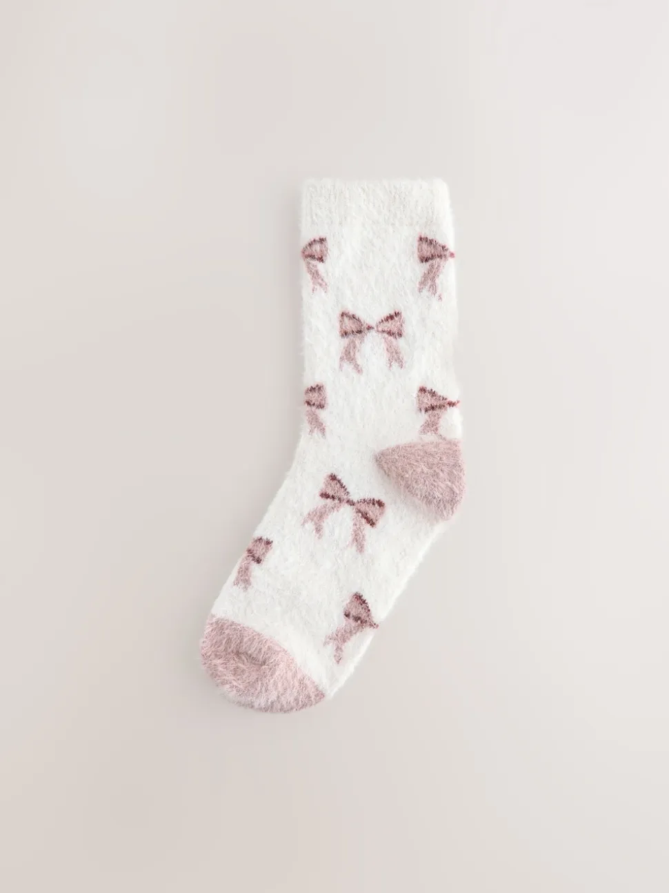 Vichy rose/nœud - Lot de 2 paires de chaussettes douillettes super poilues