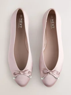 vieux rose - Ballerines de demoiselle d’honneur effet perle avec nœud