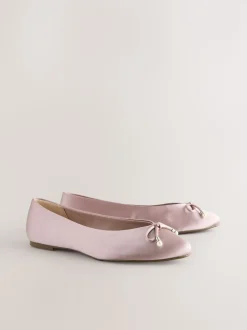 vieux rose - Ballerines de demoiselle d’honneur effet perle avec nœud