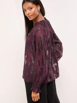 Violet - Chemisier Lipsy Lurex Floral Burnout