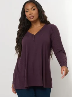 Violet - Chemisier Yours Curve Henley côtelé