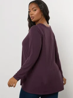 Violet - Chemisier Yours Curve Henley côtelé