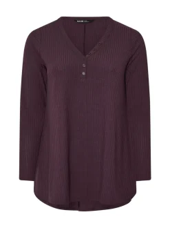 Violet - Chemisier Yours Curve Henley côtelé
