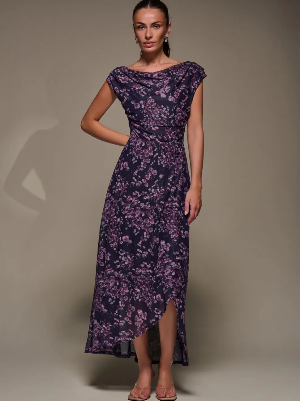 Violet - Jolie Moi Robe longue asymétrique en maille drapée