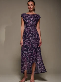 Violet - Jolie Moi Robe longue asymétrique en maille drapée