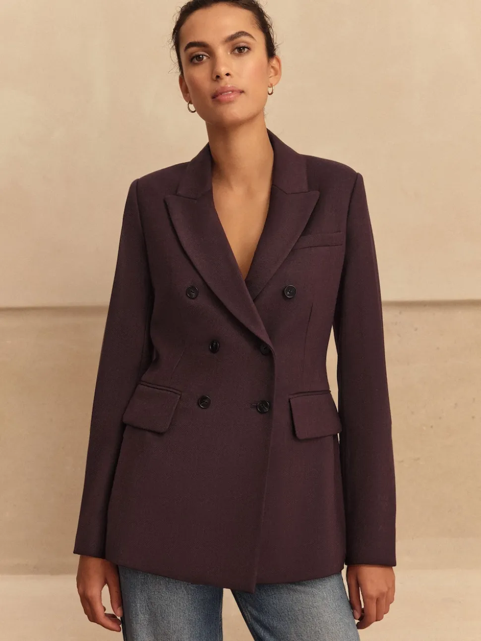 Violet - N.Premium Blazer en sergé de laine Mélange